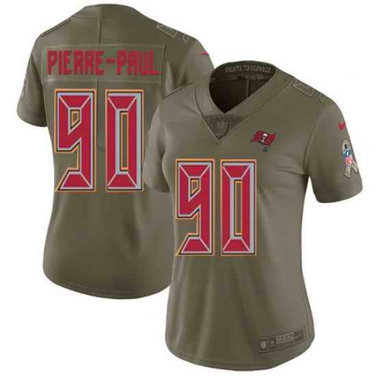 Nike Buccaneers #90 Jason Pierre Paul Olive Womens Stitched NFL Limited 2017 Salute to Service Jersey